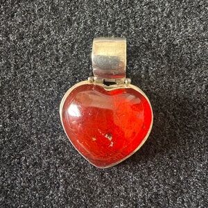 Heart-Shaped Red Pendant 925
